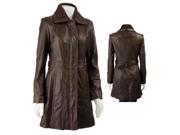 Classy Long Brown Womens Leather Coat