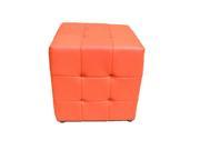 Greatime OM1002RD Tufted Cube Ottoman Leather like Vinyl Red Color .