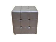 Greatime OM1002DBTufted Cube Ottoman Leather like Vinyl White Color .