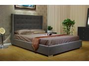 Greatime B1113 California King Gray Fabric Platform Bed Tan Linen Fabric