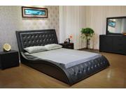 Greatime B1136 2 Eastern King Black Wave like Shape Upholstered Bed