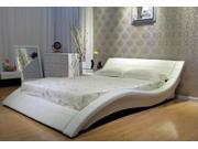 Greatime B1041 Cal King White Wave like Shape Upholstered Bed