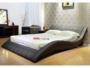 Greatime B1041 Cal King Chocolate Wave like Shape Upholstered Bed