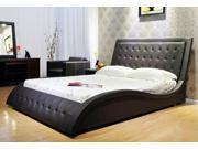 Greatime B1136 2 Cal King Chocolate Wave like Shape Upholstered Bed