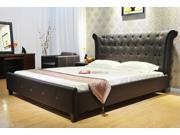 Greatime B1121 Eastern King Chocolate Upholstered Bed