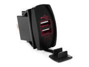 XCSOURCE Car Charger Dual USB Ports for Rocker Switch Panel with Red LED Light BI263
