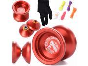 XCSOURCE Magic YOYO Ball N12 SHARK HONOR Toy Alloy Aluminum Yo Yo Bearing Reel 5 Strings Glove Color Red TH104