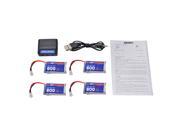 XCSOURCE 5in1 4pcs 3.7V 600mAh 25C LiPo Battery Charger for Syma X5SC X5SW Cheerson CX 30 Quadcopter RC390