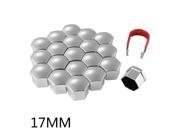 XCSOURCE 20pcs 17mm Universal Plastic Bolts Covers Nut Protector Silver and Removal Tool for Cars Vehicles Wheel Tyre MA776
