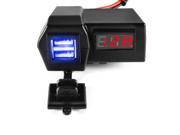 XCSOURCE Universal 5V 3.1A Dual USB Charger with Red LED Voltmeter with On Off Switch for 12V 24V ATV Handlebar Handle Bar MA1037