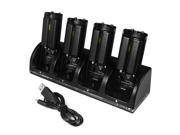 XCSOURCE 4 Ports Charging Dock with 4 Packs 2800mAh Rechargeable Batteries LED Light for Nintendo Wii Remote Controller Black AC635