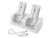 XCSOURCE Dual Charging Dock with 2 Packs 2800mAh Rechargeable Batteries LED Light for Nintendo Wii Remote Controller White AC638