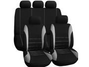 XCSOURCE® 9pcs in 1 Car Full Seat Covers Set Black Grey Including 2x Front 1x Rear 5x Head Rest Covers for Universal Car Van SUV MA548
