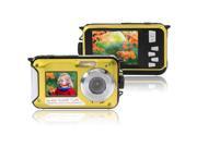 XCSOURCE® FHD 1080P Double Screens Waterproof Digital Camera with 2.7 Inch 1.8 Inch Dual LCD Easy Self Shot Camera Yellow LF760