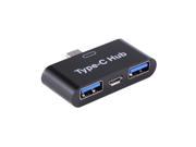 XCSOURCE® USB Type C Hub with 2 USB 3.0 Ports Micro USB Input Charging Port for New MacBook Macbook Google Chromebook Pixel and Type C devices Black AC603