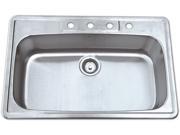 Amerisink AS137 33 x 22 x 8 18 Gauge Single Bowl Topmount Economy Stainless Steel Kitchen Sink