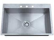 Amerisink AS325 33 x 22 x 10 16 Gauge Single Bowl Topmount Legend Stainless Steel Kitchen Sink