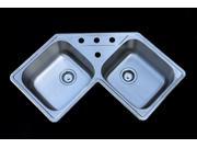 Amerisink AS139 32 x 32 x 8 8 18 Gauge Double Bowl Topmount Trend Stainless Steel Corner Kitchen Sink