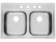 Amerisink AS127 33 x 22 x 8 8 18 Gauge Double Bowl Topmount Economy Stainless Steel Kitchen Sink