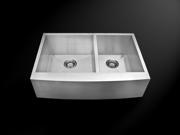 Amerisink AS323 33 x 22.25 x 10 10 18 Gauge Double Bowl Curved Apron Legend Stainless Steel Kitchen Sink