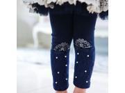 Princess Crown with lace and jewels Navy Blue Thick Leggings Toddler Girls