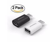 2 Pack Tronsmart CTMF USB Type C to Micro USB Convert Connector Adapter USB 2.0 For Nexus 5X 6P Black White