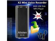 2Pcs 8GB Voice Activated Mini USB Pen Digital Audio Voice Recorder Mp3 Earphone