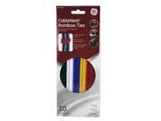 GE CableNeat Fabric Hook Loop Ties in Assorted Rainbow Colors 10 Pcs 72401