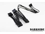 Darkside 4 Way 4 Pin MOLEX Power Y Cable Splitter Jet Black DS 0143