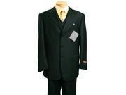 Men s 3 Piece black Three Piece Vested Suit
