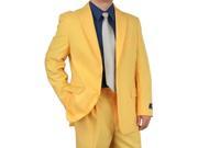 Mens 2 Button Style Jacket Suit Plus Pants Yellow Notch Collar