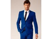 Mens 2 Button Style Jacket Suit Plus Pants Royal Blue Light Blue Notch Collar