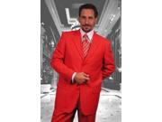 Elegant Solid Red Single Breasted 3 Button Mens Dress Suits