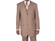 New Men s Boss Classic Pinstripe Suits w Vest in Tan ~ Beige