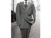 Charcoal Classic Double Breasted Mens Suit with bold Pinstripe