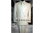 2pc MEN S SHARP Double Breasted DRESS SUIT Off White IVory Cream