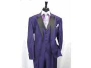 Mens Two Toned Tuxedo 3 Button Single Breasted Peak Lapel Suit Jacket SharkSkin Purple