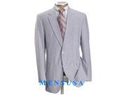 Causal White Light Blue ~ Sky Blue Pinstripe Seersucker Summer Suits 2 Button Cotton Summer Suit