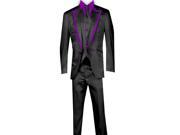 3 Piece Blazer Trouser Waistcoat Trimming Tailcoat Tuxedos Suit Jacket Purple