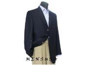 3 Button Navy Blue patterned 100% Wool Blazer with Metal Buttons