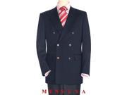High Quality Navy Blue wool Double Breasted Blazer With Peak Lapels Buttonhole