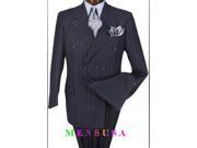 navy blue ~ blue Classic Double Breasted Mens Suit with bold Pinstripe