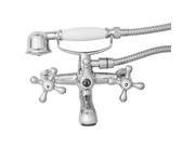 Traditional cross head chrome bath filler mixer shower and kit wall mounted
