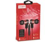 Coby Cve 130 Red Wavs Metal Tangle Free Earbuds W