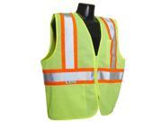 2X Large Hi Viz Green Mesh Safety Vest With Two Tone Trim