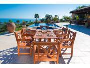Malibu Eco Friendly 7 Piece Wood Outdoor Dining Set with X back Arm Chairs V189SET11