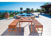 Malibu Eco Friendly 3 Piece Wood Outdoor Dining Set with Backless Benches V98SET5