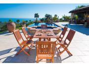 Malibu Eco Friendly 7 Piece Wood Outdoor Dining Set with Foldable Chairs V189SET7