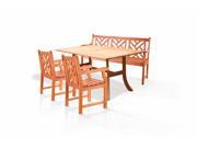 Outdoor Eucalyptus Dining Set with Bench 2 Chairs and Table