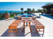 Malibu Eco Friendly 3 Piece Wood Outdoor Dining Set with Backless Benches V189SET13